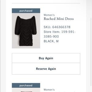 Black Ruched Mini Dress from Abercrombie and Fitch